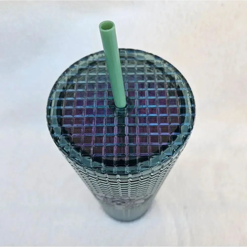 Starbucks Green Rainforest Grid Iridescent Tumbler 24oz